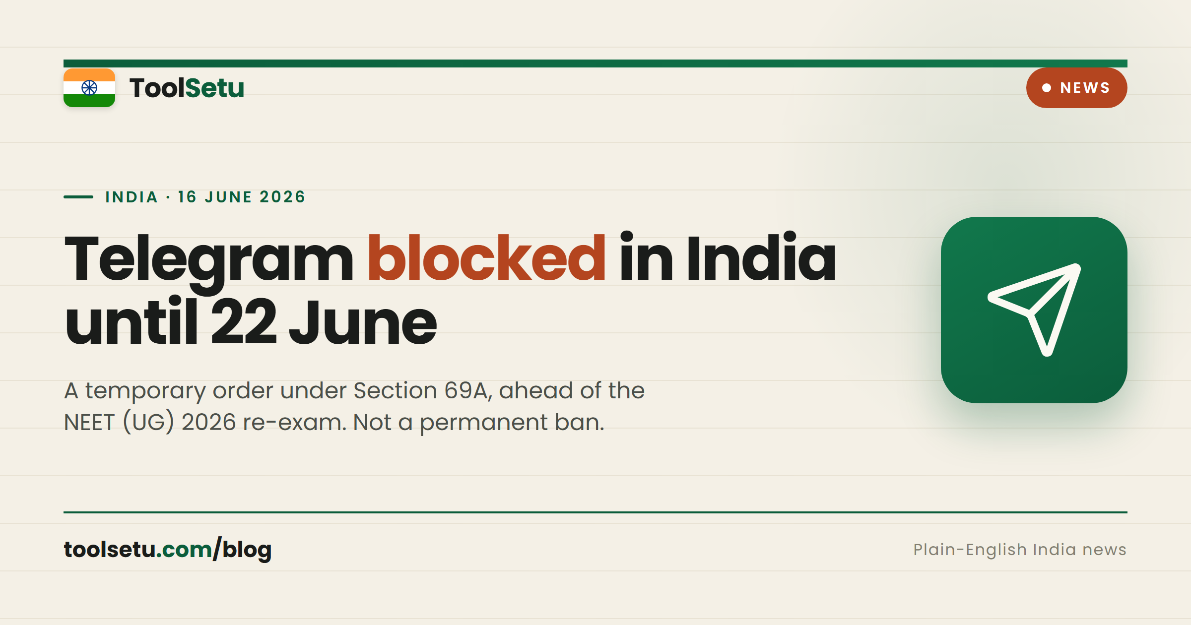 Telegram Banned in India Until 22 June: What the NEET Re-Exam Order Means